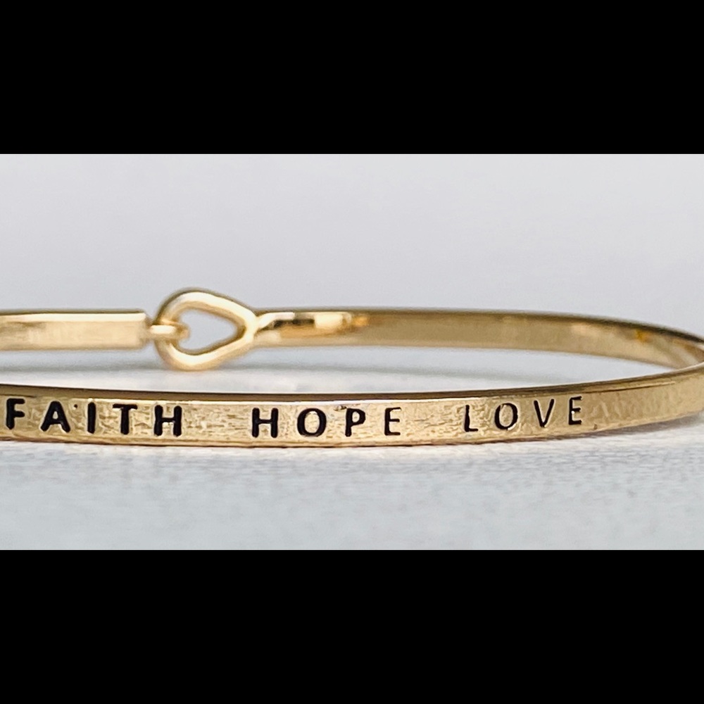 Faith hope love thin hook bangle bracelet